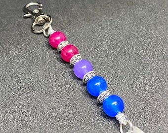 Bisexual Pride Flag Beaded Gemstone Keychain