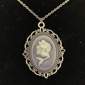 Purple and White Mermaid Cameo Necklace