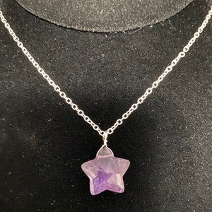 Amethyst Faceted Star Gemstone Pendant Necklace