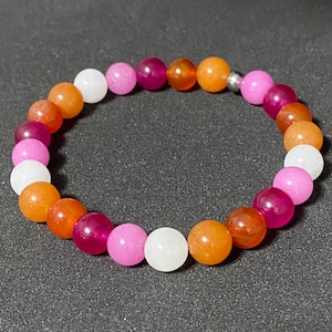 Lesbian Pride Flag Beaded Gemstone Bracelet