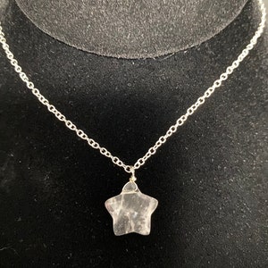 Clear Quartz Faceted Star Gemstone Pendant Necklace