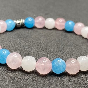 Transgender Pride Flag Beaded Gemstone Bracelet