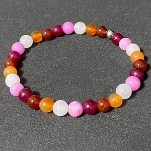 Lesbian Pride Flag Beaded Gemstone Bracelet