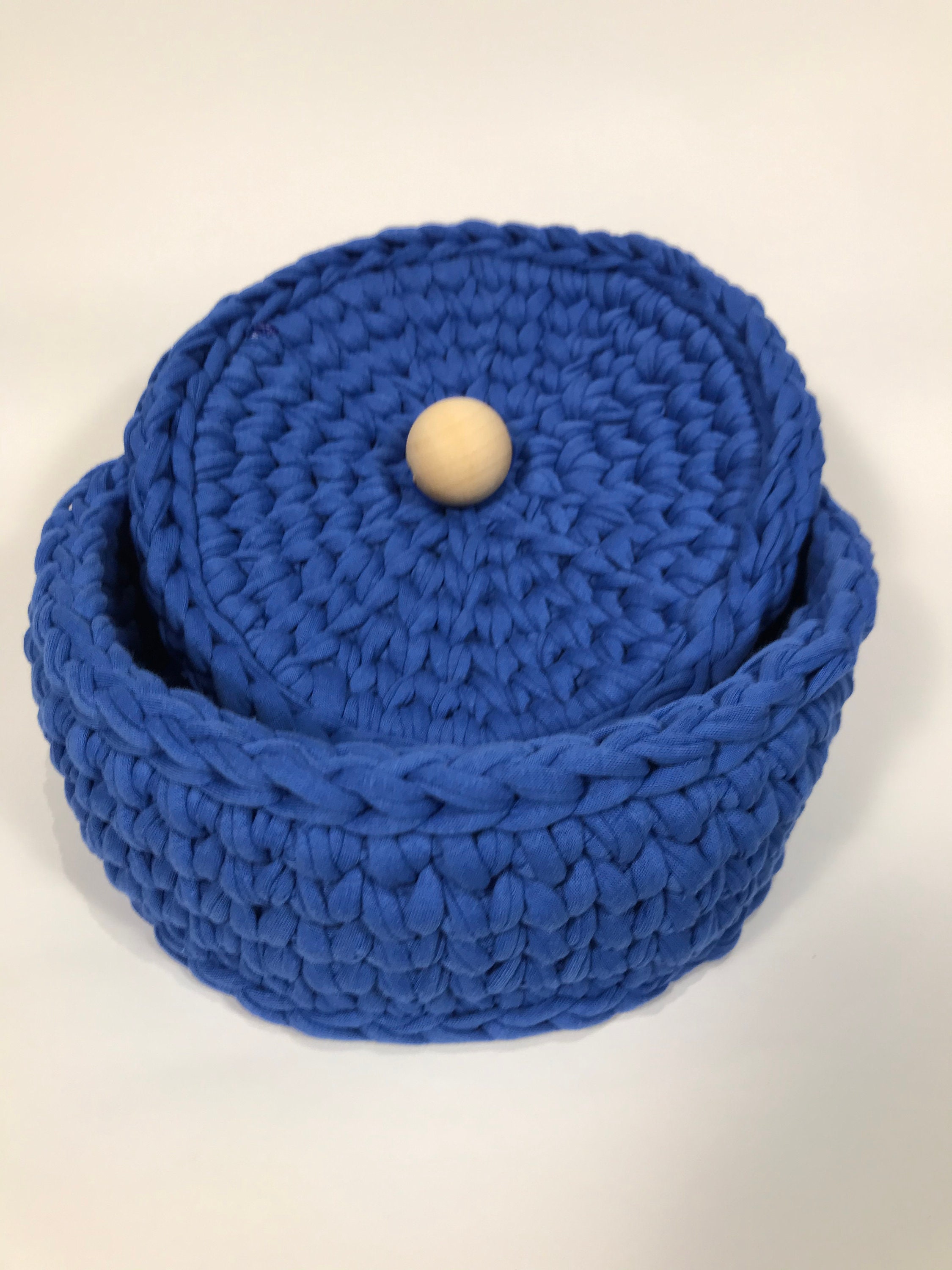 Corbeille Louna Bleue L avec Couvercle