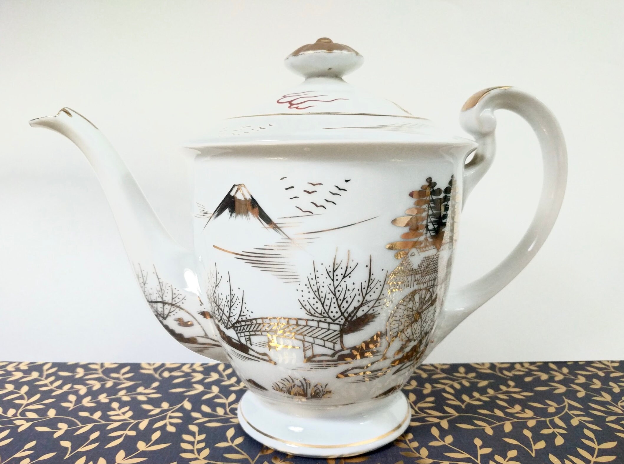 Vintage Kutani Set Teapot White Porcelain with Gold Gilding Etsy