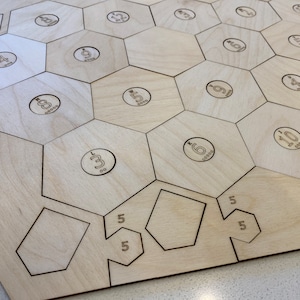 DIGITAL DOWNLOAD Center Holes SVG 2-6 Player Board Game w/Number Tokens Custom Game Board for Glowforge and laser cutters (Lightburn Files)