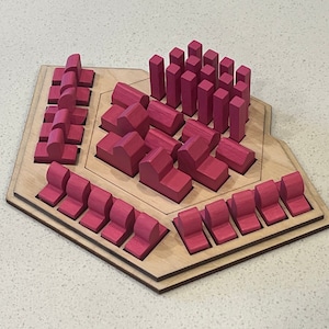 DIGITAL DOWNLOAD Seafarers Wood Game Piece Holder & Organizer- Settlers w/Seafarers game pieces for Glowforge, LightBurn, Svg, Ai, Dxf, Pdf