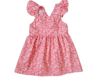 Robe de filles, robe de soleil de filles, robe de tout-petit, robe de filles florales, robe de filles en coton, vêtements pour enfants, robe rouge pour filles, vêtements pour enfants