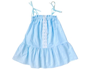 Robe de filles, robe de soleil de filles, robe de tout-petit, robe de filles florales, robe de filles en coton, vêtements pour enfants, robe bleue pour filles, vêtements pour enfants