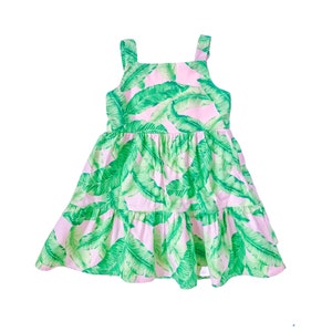 Mädchenkleid, Kinderkleid, Kinderkleid, Tropisches Kleid, Baumwolle Mädchenkleid, Kinderkleidung, rosa Mädchenkleid, Kinderkleidung