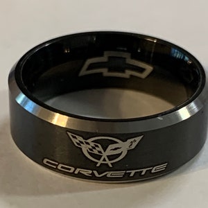 Inspired Size 14 Chevy Corvette 8MM Inspired Titanium Black Ring