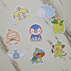 May include: A set of ten colourful cartoon Pokemon stickers. The stickers feature characters like Pikachu, Bulbasaur, Charmander, Squirtle, and more. The stickers are perfect for adding a touch of fun to laptops, water bottles, notebooks, and more.