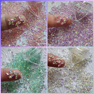 Micro Tear Drop AB Resin Rhinestones. Sugar rhinestones. 5 grams