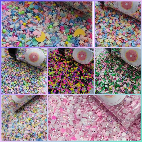 3 oz Handcrafted Faux Sprinkle Mixes, slime mixes, fake sprinkles, fake bakes,