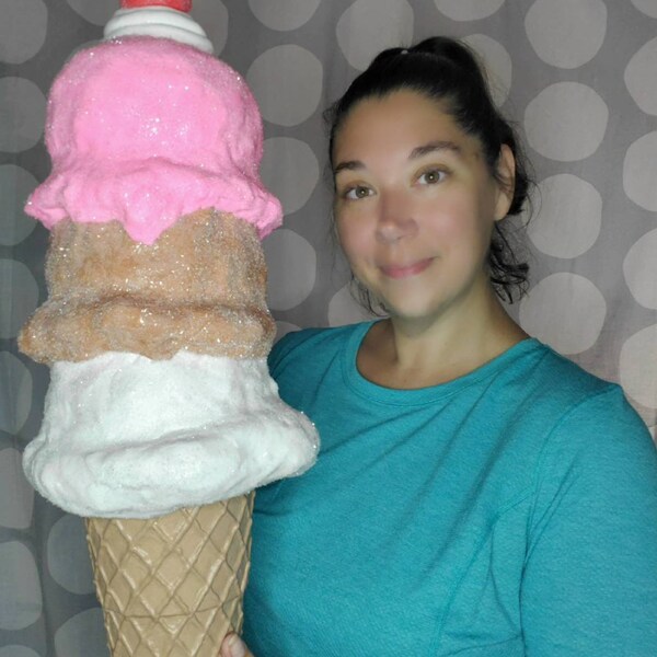 Giant Fake Neapolitan Ice Cream Cone, Fake ice cream, Photo prop, Party Decor, Ice Cream Decor, Giant Cone, Giant Ice Cream, Faux sweets