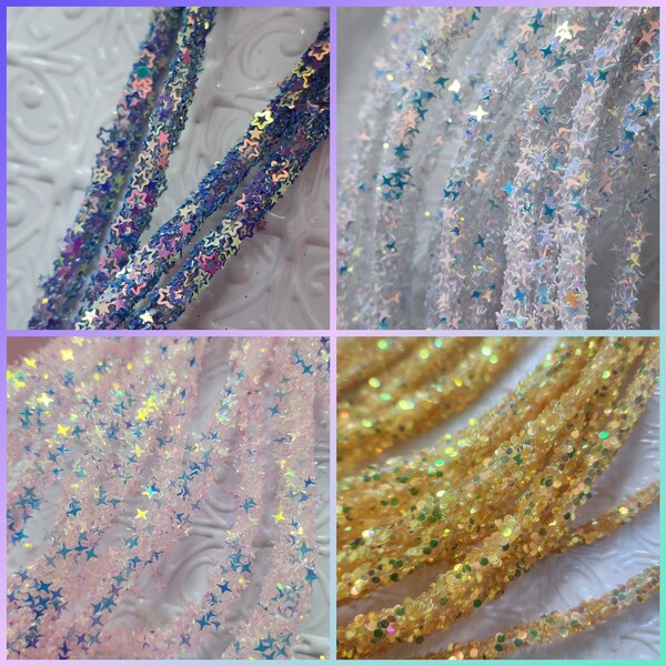Glitter or Sequins Rope, 6mm Rhinestone tube, embellishments, rhinestones, flower centers, diy, jewelry