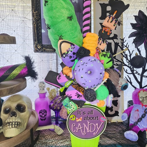 Extreme shops Frankin Treat Box, Halloween Decor, Centerpiece, fake food, faux sweets, photo brochures, party decor, fake dessert, fake candy
