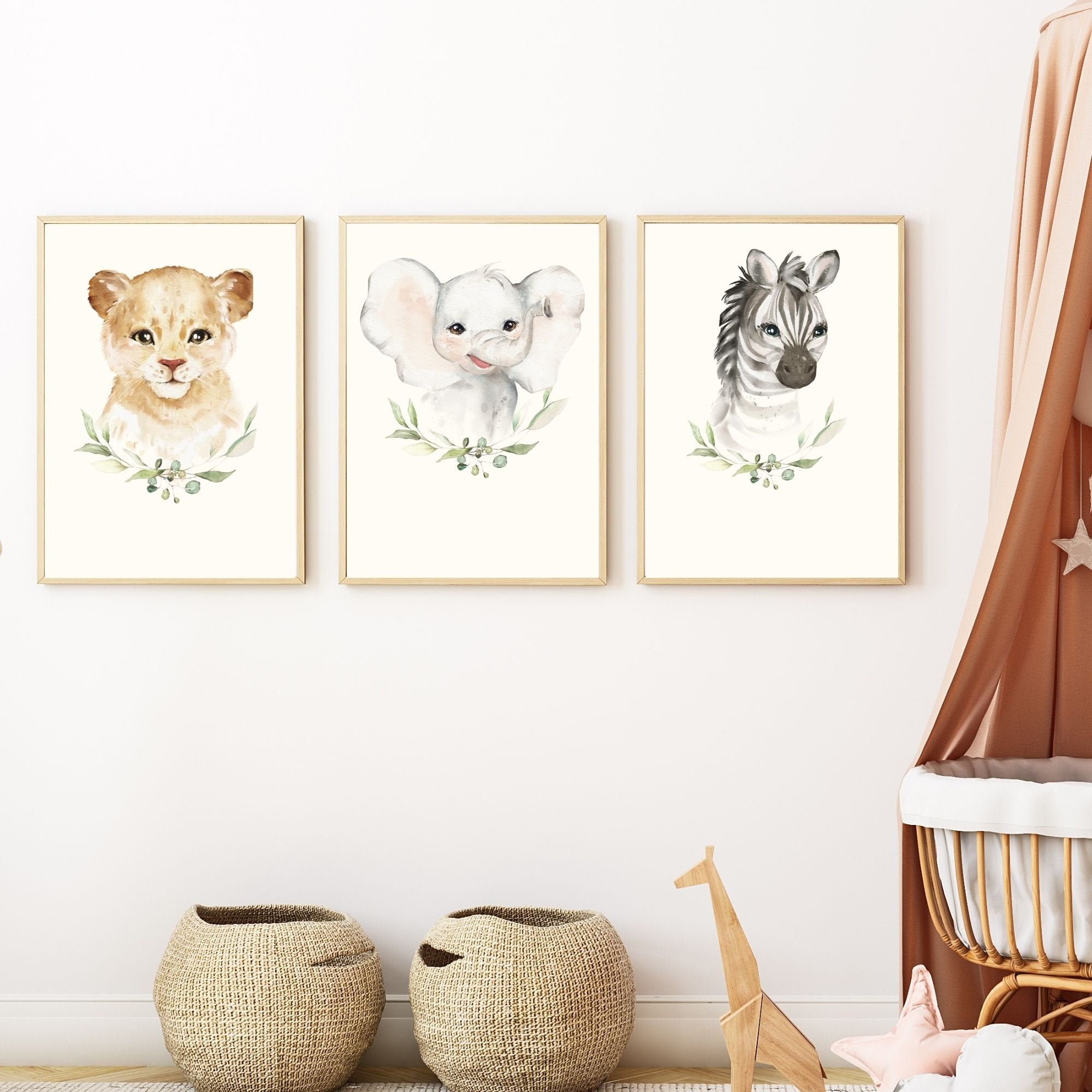 Safari Nursery 3 piece Wall Art Safari Nursery Decor Baby | Etsy