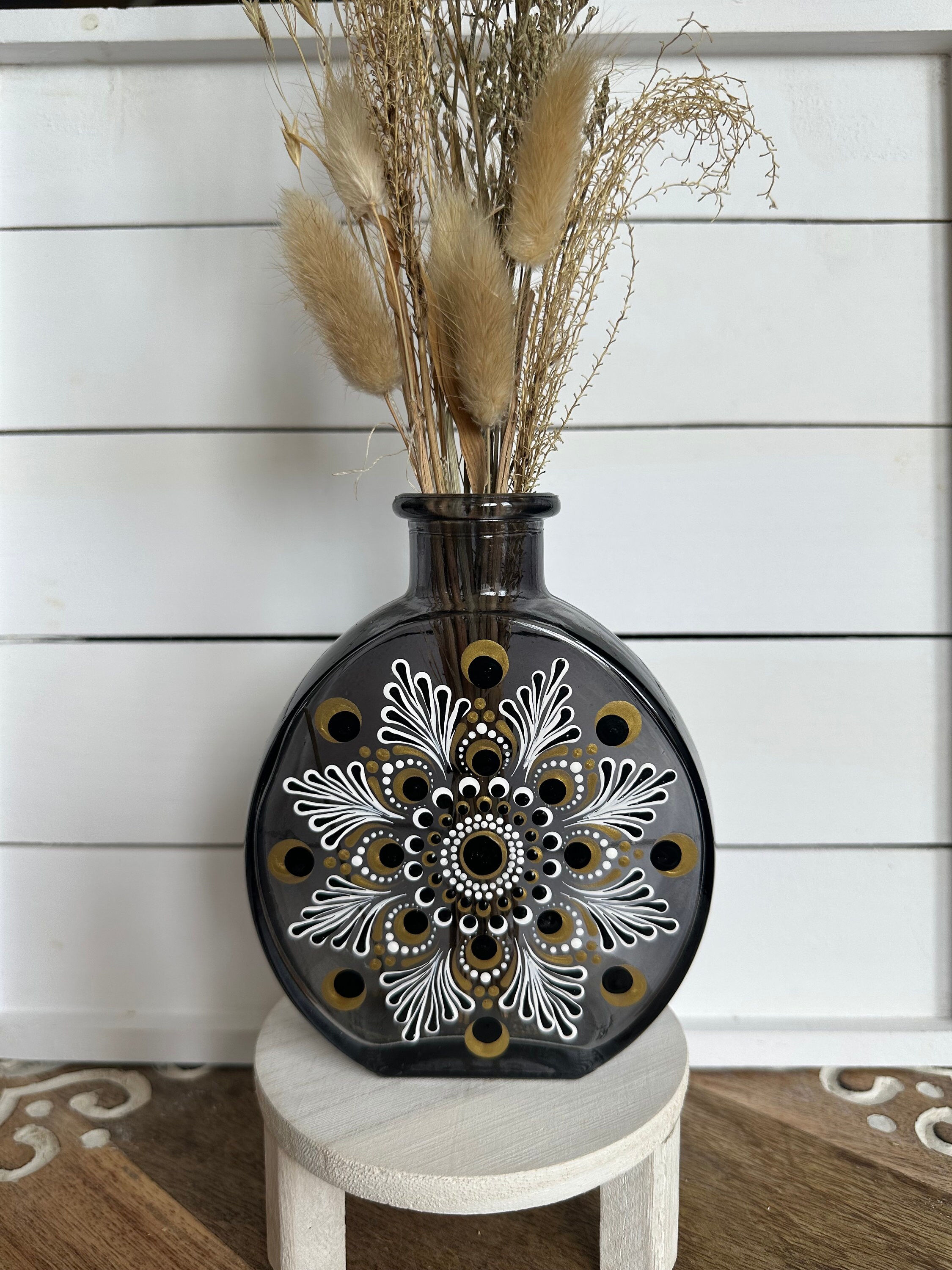 黒と金の曼荼羅の花瓶 - Etsy 日本