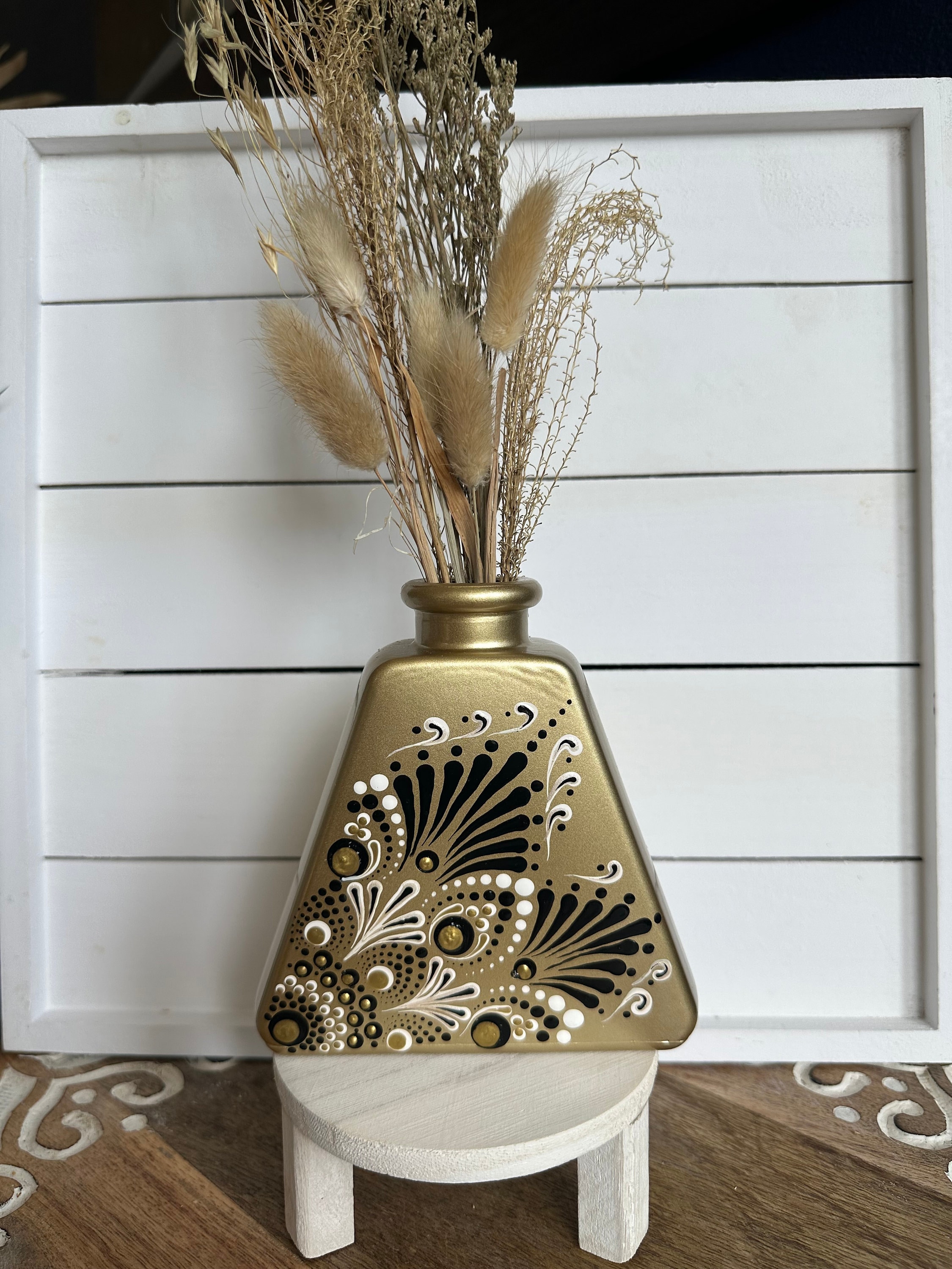 黒と金の曼荼羅の花瓶 - Etsy 日本