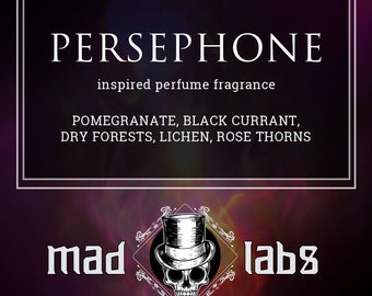 PERSEPHONE - pomegranate, black currant, dry forests, lichen, rose thorns - roll on or spray fragrance or cuticle oil
