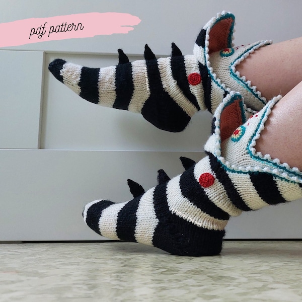 Knitting Beetlejuice Sandworms socks PDF pattern | Instant download pattern | English PDF pattern