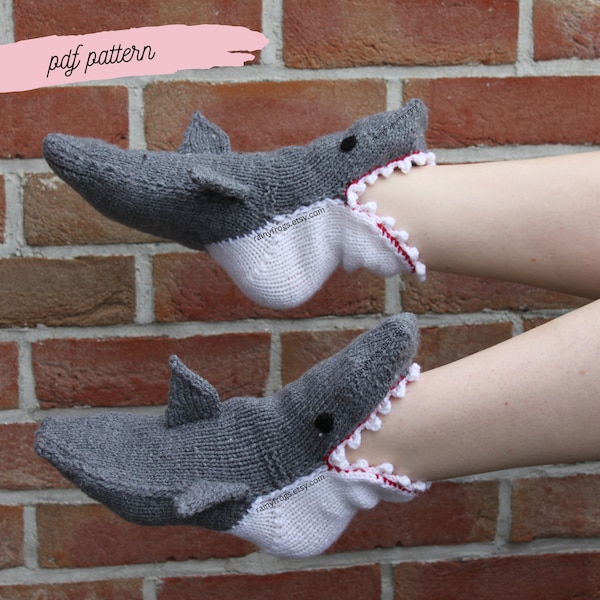 Tricoter des chaussettes avec des requins Patron PDF | Patron à téléchargement immédiat | Patron PDF anglais