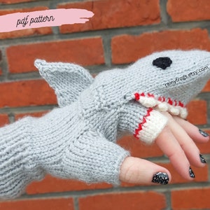 Knitting shark gloves PDF pattern | Instant download pattern | English PDF pattern