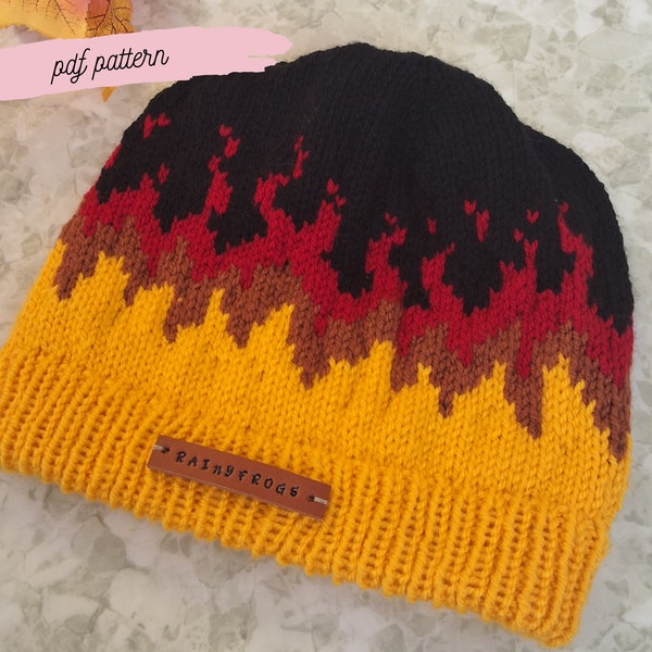 Knitting Flames Hat PDF pattern | Instant download pattern | English PDF pattern