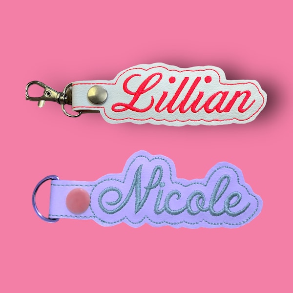 Custom Word Keychain, Bag Tag, Name Tag Keychain, Name on Bag Clip, Custom Luggage Tag, Name on Keychain, Embroidered Name, Name Patch