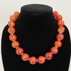 Agate Necklace with silver accents