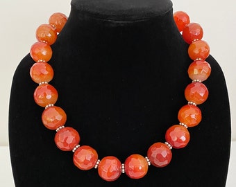 Agate Necklace with silver accents