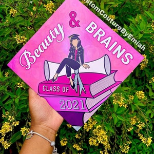 Beauty & Brains - Graduation Cap Topper - 2023 Available - Pre Made
