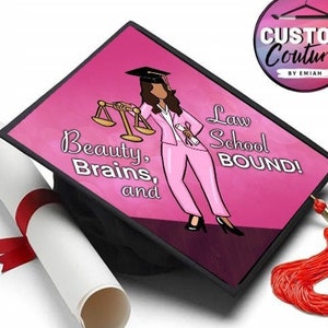 Beauty, Brains, & LAW SCHOOL - Abschlussmütze Topper - Vorgefertigt