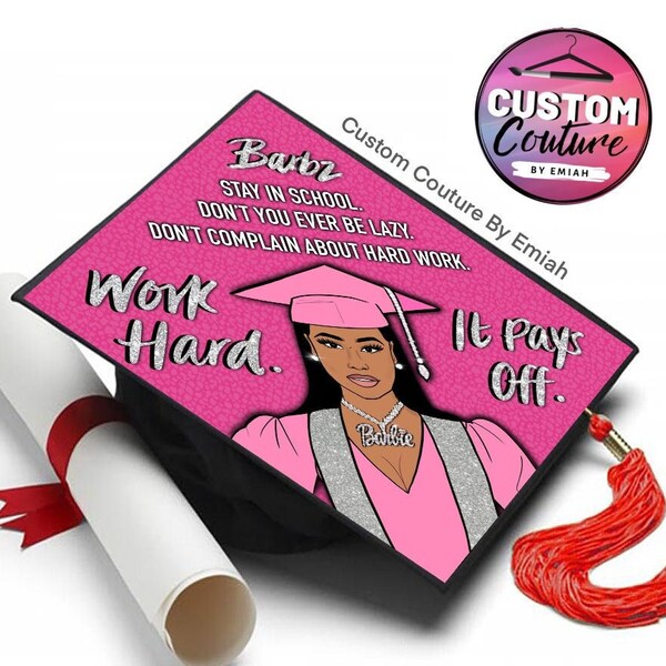 Graduation Cap Topper Nicki Minaj - Barbz Stay In School Pre Made 2023 Available!