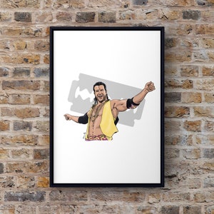 A4 print of Wrestling Legend Scott Hall / Razor Ramon