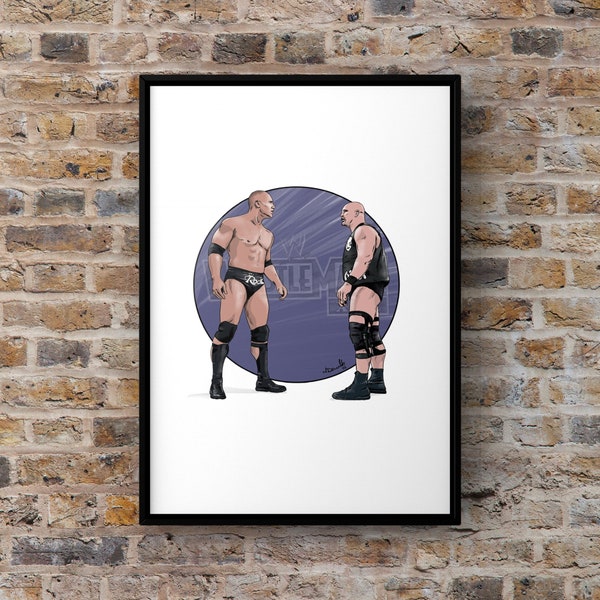 The Rock vs Stone Cold A4 print