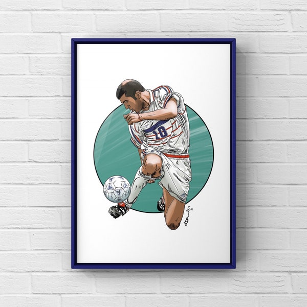 Zidane France 98 A4 print