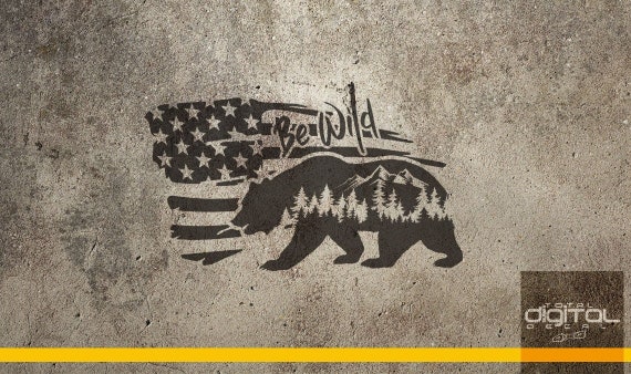 SVG For Wild Bear American Flag SVG File Vector Image Cut | Etsy