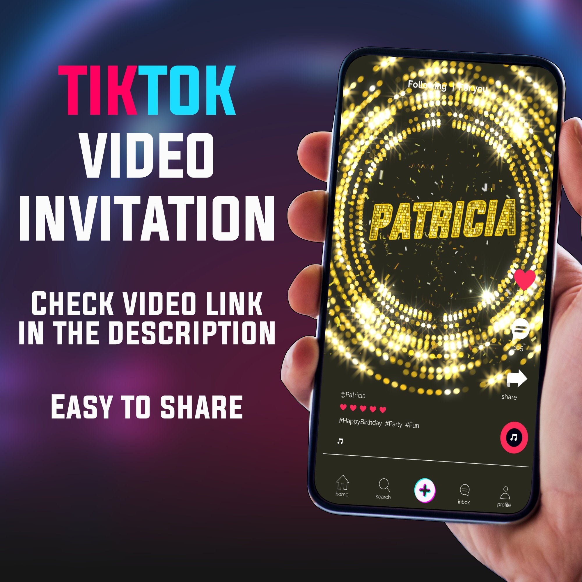 TikTok Video Invitation Tik Tok Invitation Digital | Etsy