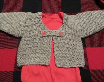 Too Fewe Farm 100% wool handknit Kimono Baby Sweater 0-6 mos