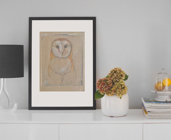 Barn Owl Handmade Monoprint Owl Lover Gift Owl Artwork Owl - Etsy