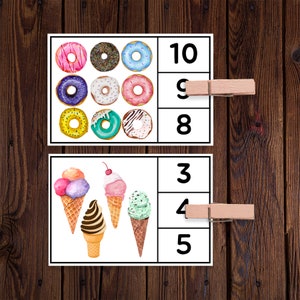 Les bonbons comptent les cartes 1-20 | Curriculum Nutritionnel | Cartes imprimables de comptage des aliments | Leçon de groupe alimentaire | École à la maison Montessori imprimable