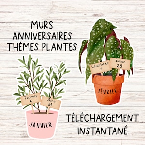 植物園のアニヴェルセル | PNG、PDF、PowerPoint |変更可能 |装飾品の自然 |フランスの誕生日教室のディスプレイ