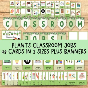 Bundle d&#39;emplois en classe Plants | PNG + PDF + PowerPoint | Modifiable | Décor de salle de classe aux couleurs naturelles | Salle de classe bohème