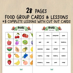 Cartes imprimables sur les groupes alimentaires | Curriculum Nutritionnel | Cartes Flash alimentaires imprimables | Leçon de groupe alimentaire | École à la maison Montessori imprimable