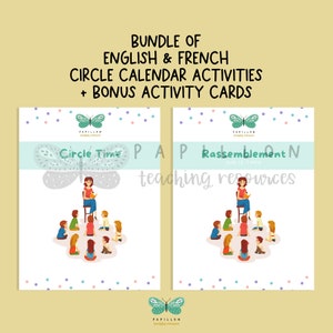 Bundle - Circle Calendar Time - French + English Calendar Time Songs & Poems + BONUS ACTIVITY CARDS - Songs and Poems - French Immersion