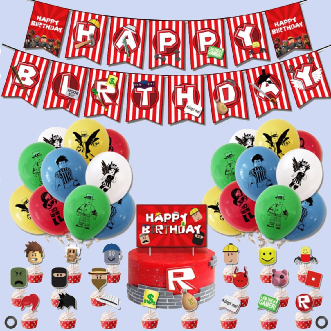 44 Pcs Roblox Theme Birthday Party Supplies and Birthday | Etsy