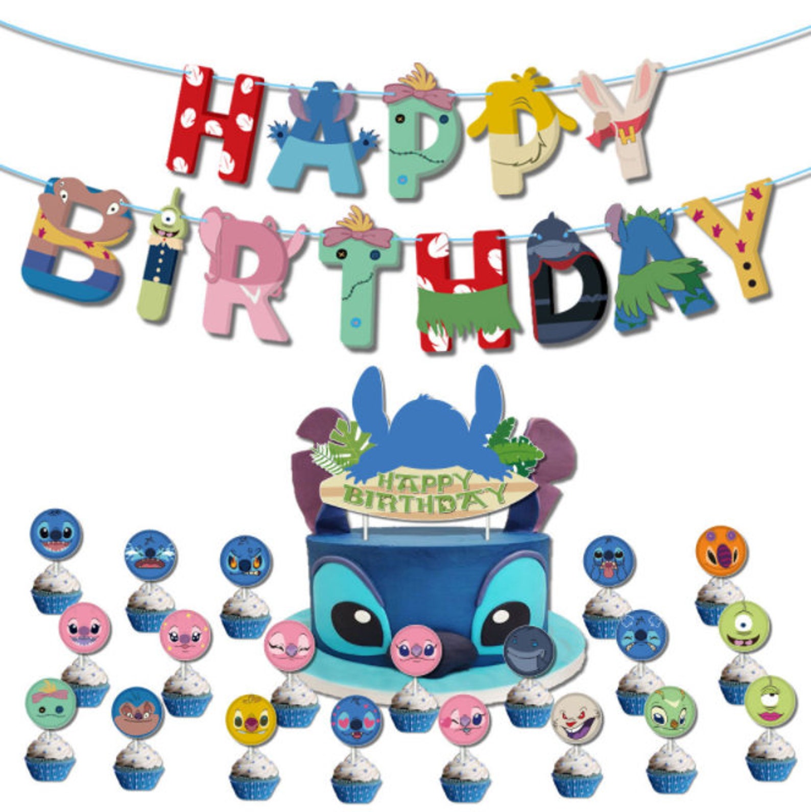 48 Pcs Lilo&Stitch Theme Birthday Party Supplies and Birthday Etsy