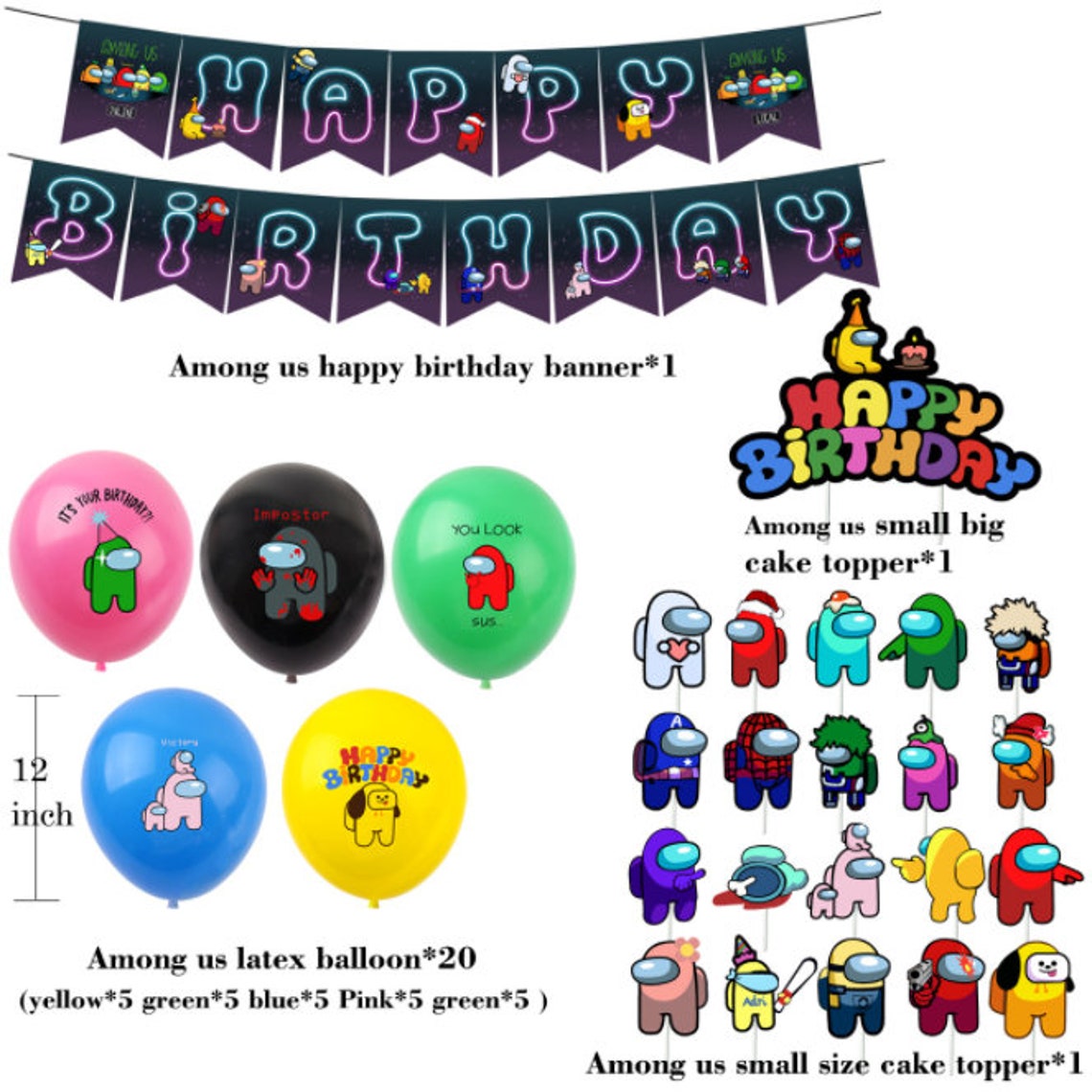 43 Pcs Among Us Theme Birthday Party Supplies and Birthday Etsy